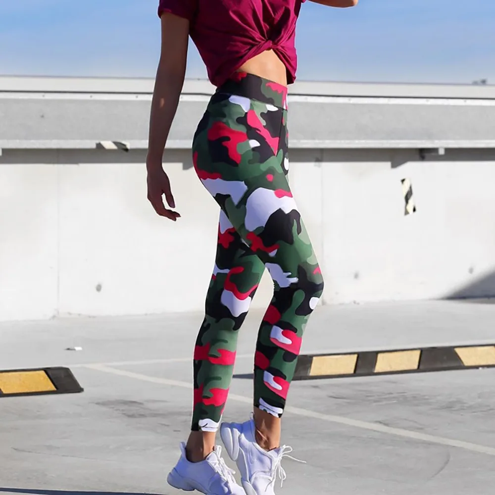 

Ins Hot Fashion Workout Leggings For Women High Waist Push Up Legging Camouflage Printed Female Fitness Pants Casual Trousers