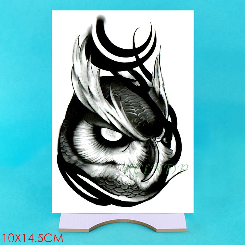 Водостойкая Временная тату наклейка сова птица животное искусственная флэш руки