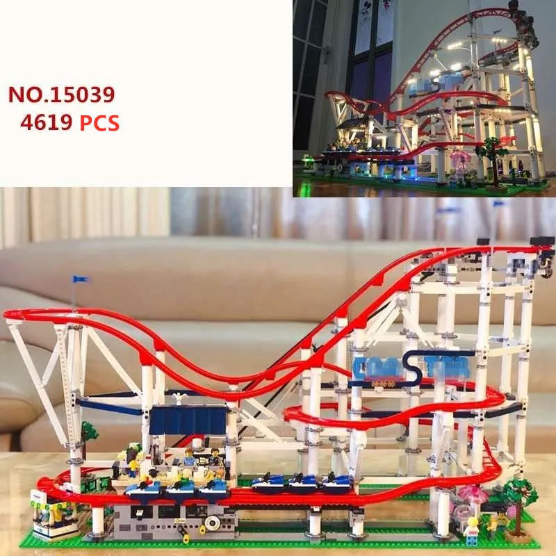 Парк развлечений большие американские горки колесо обозрения карусель кирпичи