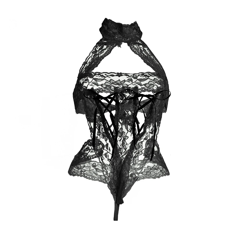 Новинка кружевные прозрачные эротические костюмы сиамский костюм для пар черный