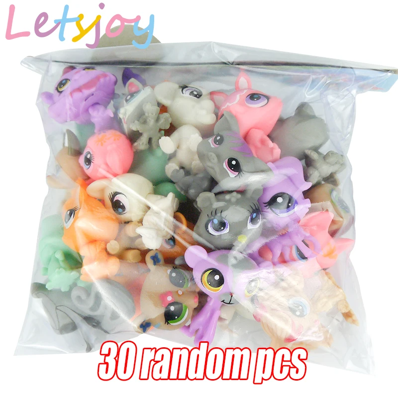 30pcs 30-90 шт. Рождественская игрушка подарок мини питомец Пони лошадь littlest куклы игрушки для детей милый питомец кошка Магазин фигурки подарки для девочки - Цвет: 30pcs
