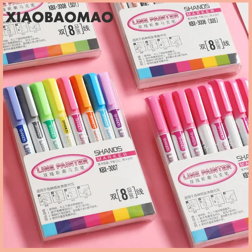8pcs/set Highlighter Pens Stationery Mark Pen Cute Highlighter Pen Japanese Stationery Cute Office School Supplies