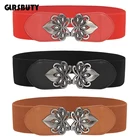 Женский широкий эластичный пояс 2019 широкий поясной ремень для свитеров и платьев GLRSBUTY пояс с цветочной металлической пряжкой пояс-корсет
