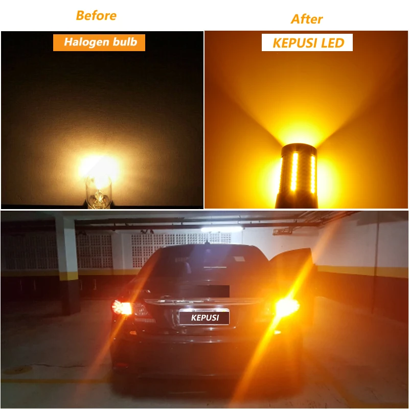 

2x 1156 BA15S P21W BAU15S PY21W LED No Hyper Flash 7507 LED Turn Signal Light Bulb Amber Yellow Built-in Resistor Canbus 12V 24V
