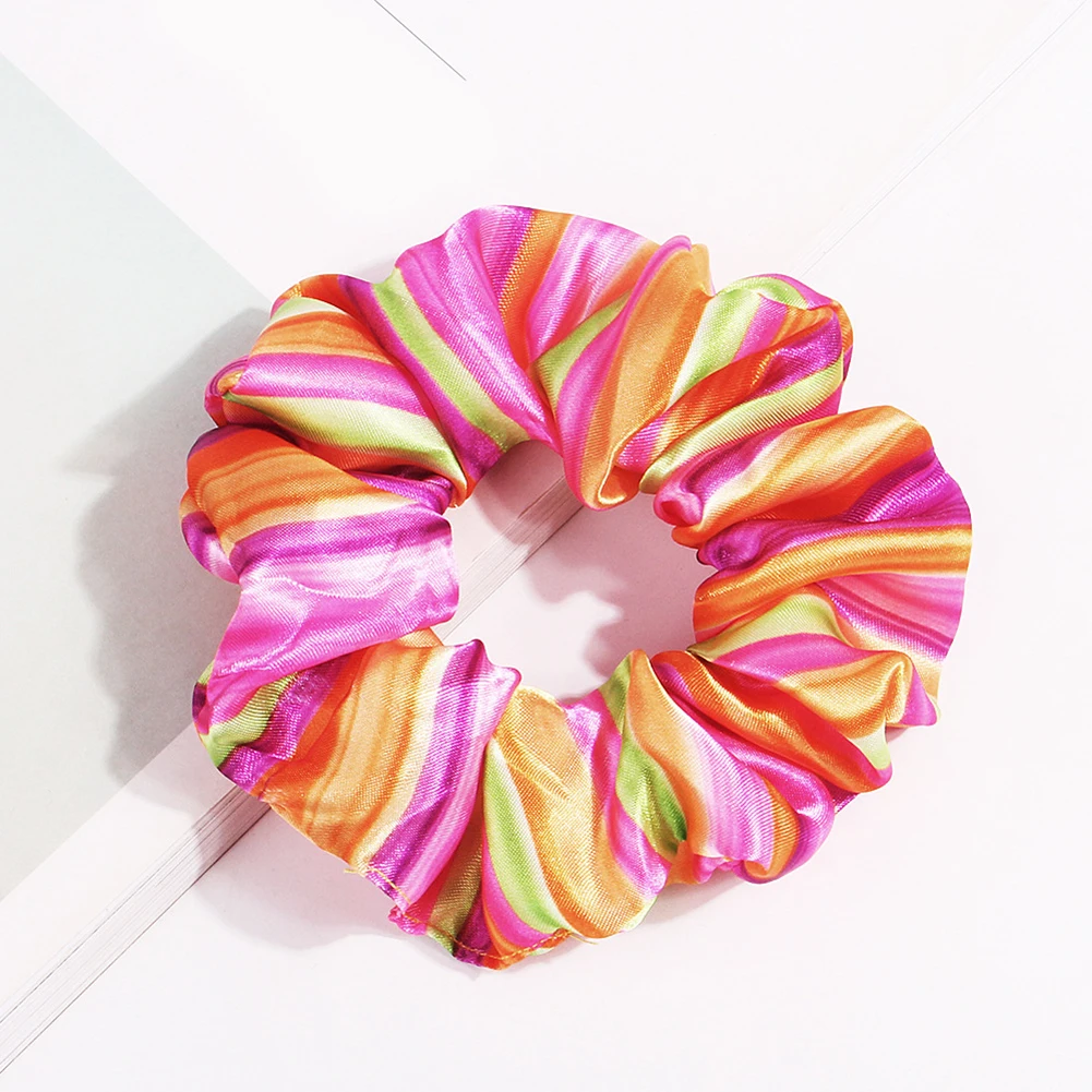 

1Pc Leopard Rainbow Color Scrunchie Elastic Hair Ties Skin-Friendly Summer Hair Accessories Hair Bands For Women Girls Hot Sale