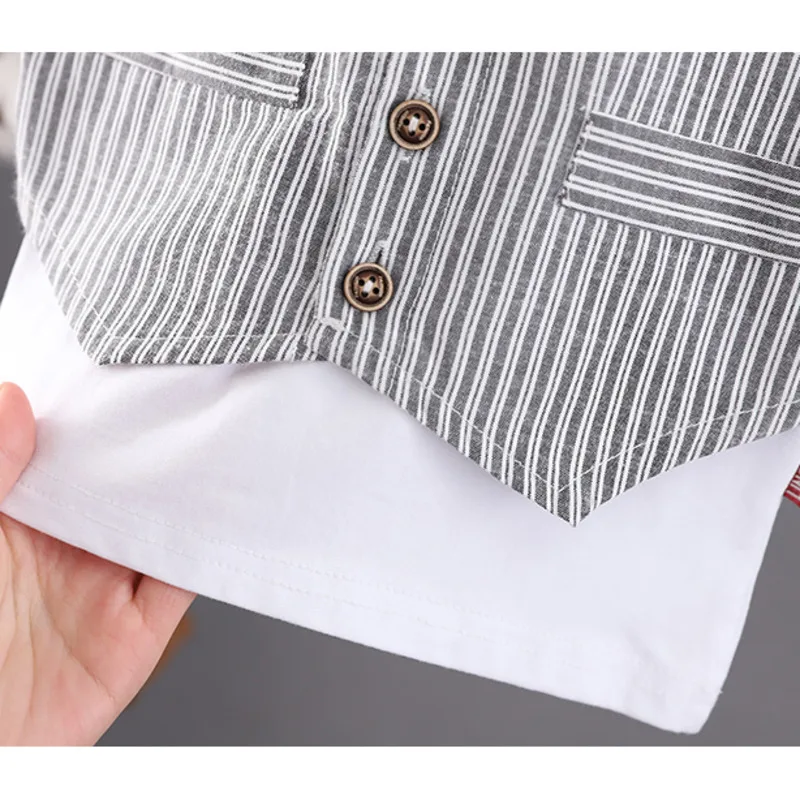 

Summer Baby Trendy Clothes Children Boys Girls Gentleman T Shirt Shorts 2Pcs/sets Kids Infant Cotton Clothing Toddler Tracksuits