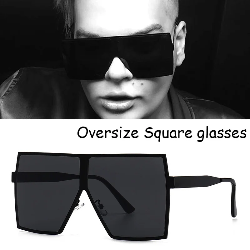 

2022 New Fashion Oversized Metal Square Sunglasses Men 2021 Luxury Large Sun Glasses Women Lady Shades Oculos Retro De Sol UV400
