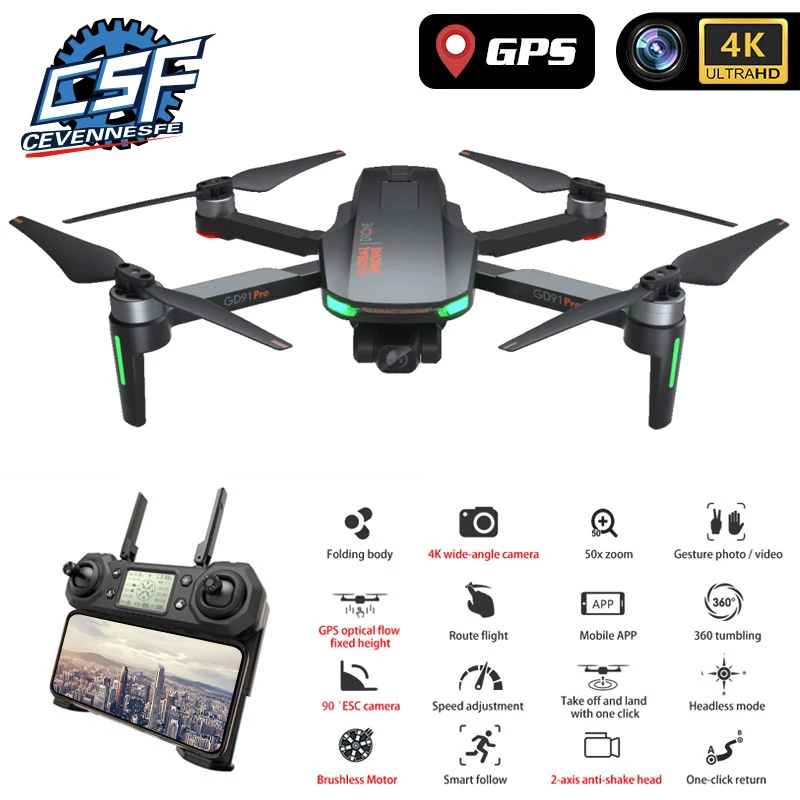 2020 Новый 120 градусов широкоугольный HD пиксель 4K GPS Дрон с камерой 2-осевой