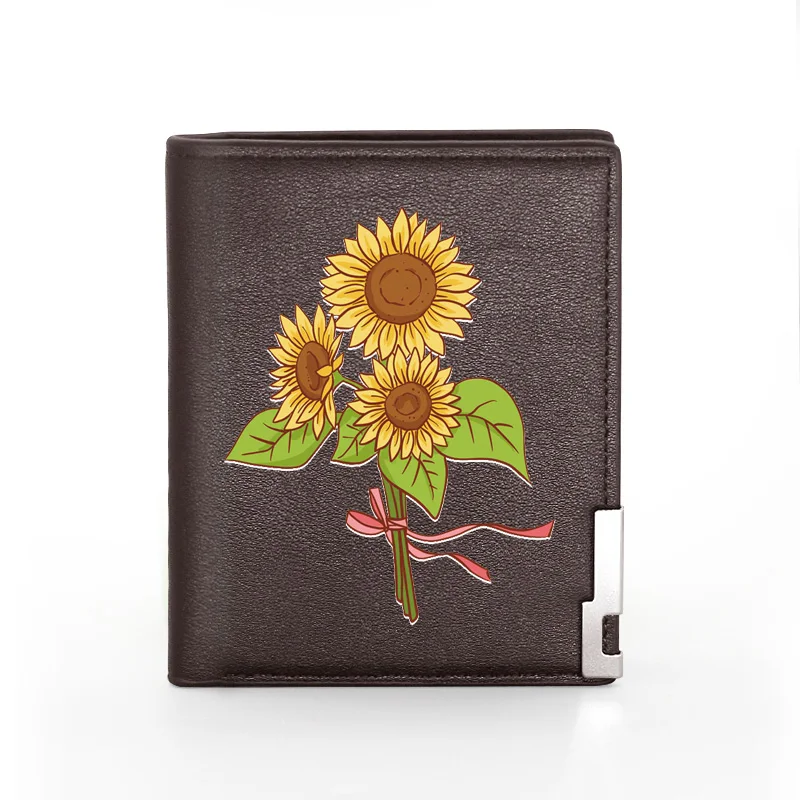 

Fashion Sunflower Flower Printing Men's Wallet Leather Purse For Men Credit Card Holder Short Slim Money Bags