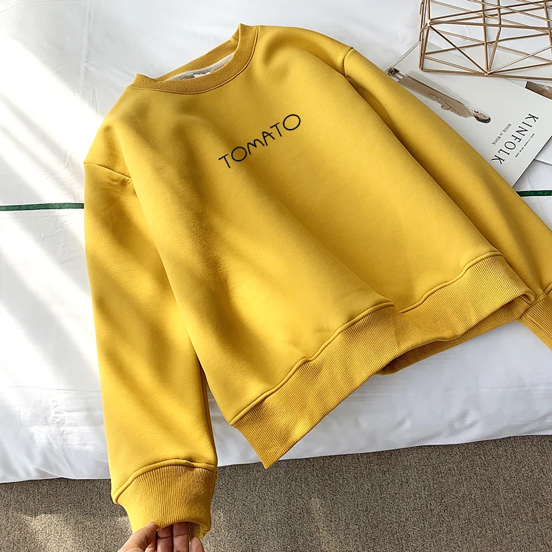 Женский свитшот с круглым вырезом зимний надписью модель 1222-126 в Корейском стиле