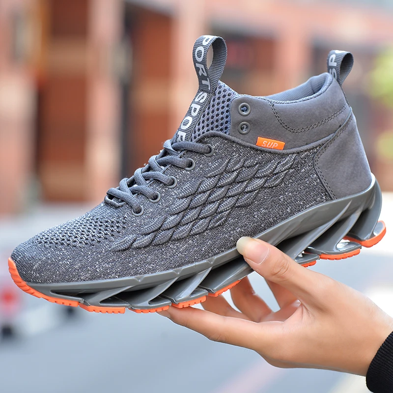 

Men's Sneakers Fish Scale Mid-cut High Elastic Lightweight Mesh Breathable Fashion Casual Shoes Outdoor Fitness Running Shoes