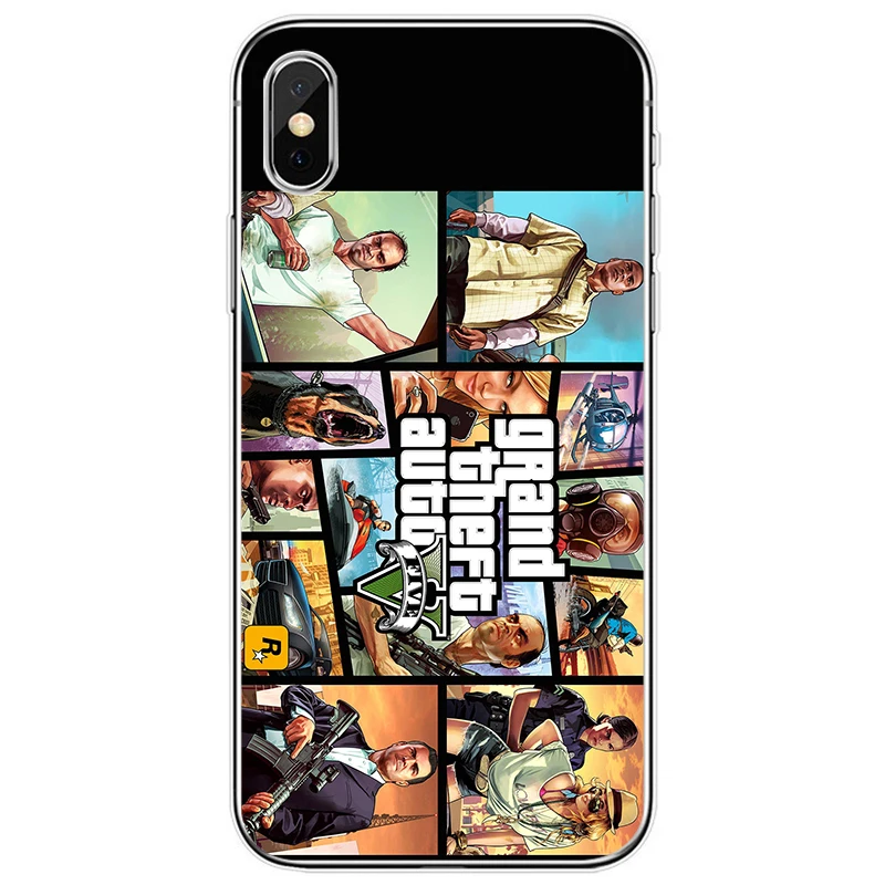 Grand Theft Auto GTA V Cover Soft Silicone TPU Phone Case For iPhone 5 5S SE 6 6plus 7 8 plus X XS XR Max 11 Pro | Мобильные