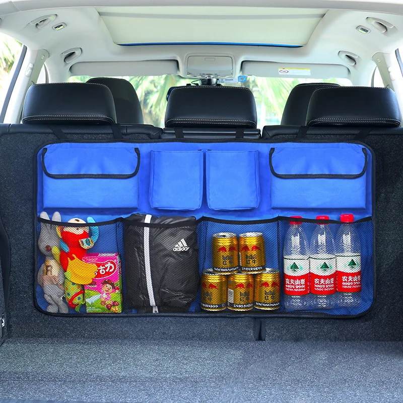 

Universal Auto Rear Seat Back Car Storage Bag Multi Hanging Nets Pocket Trunk Bag Organizer Stowing Tidying Interior Accessories