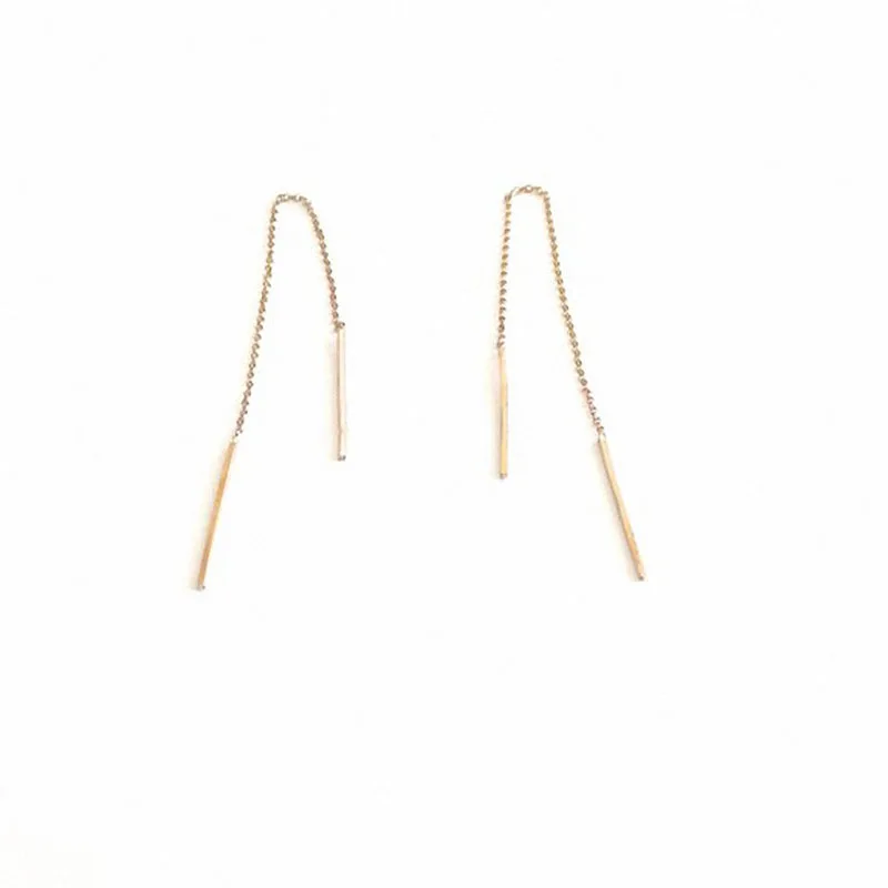 

2021 Fashion Minimalist Long Earring Silver Color Simple Tassel Chain Statement Earrings Women Korea Joker Ear Line Jewelry Gift