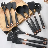 new modern minimalist style rose gold plated silicone kitchenware spatula set hanging hole cooking utensils tool accessories