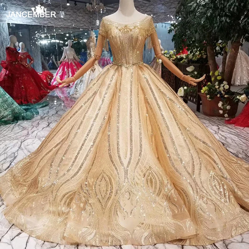 Женское вечернее платье HTL009 блестящее бальное с коротким рукавом и