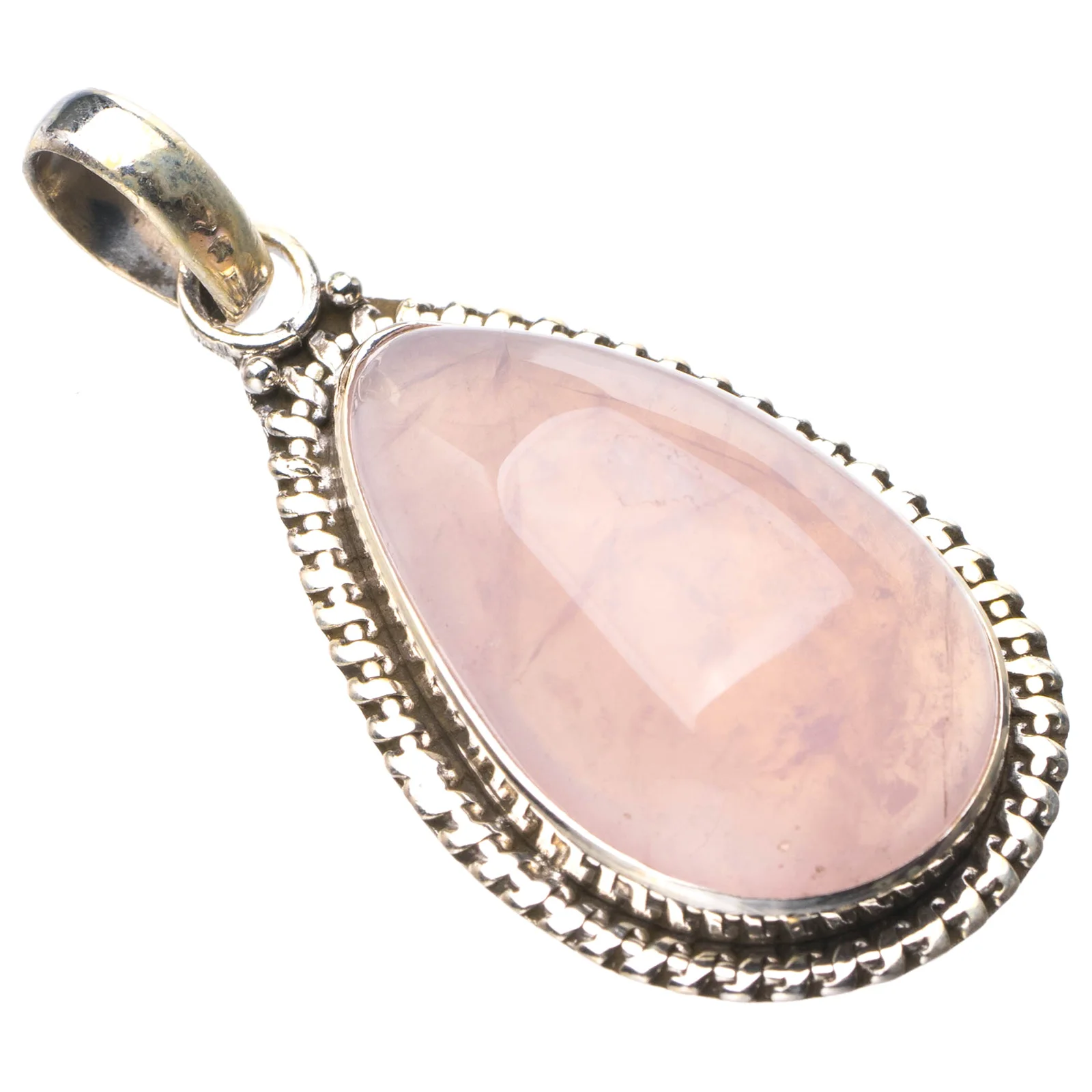 

StarGems Natural Rose Quartz Handmade 925 Sterling Silver Pendant 1.5" D9340
