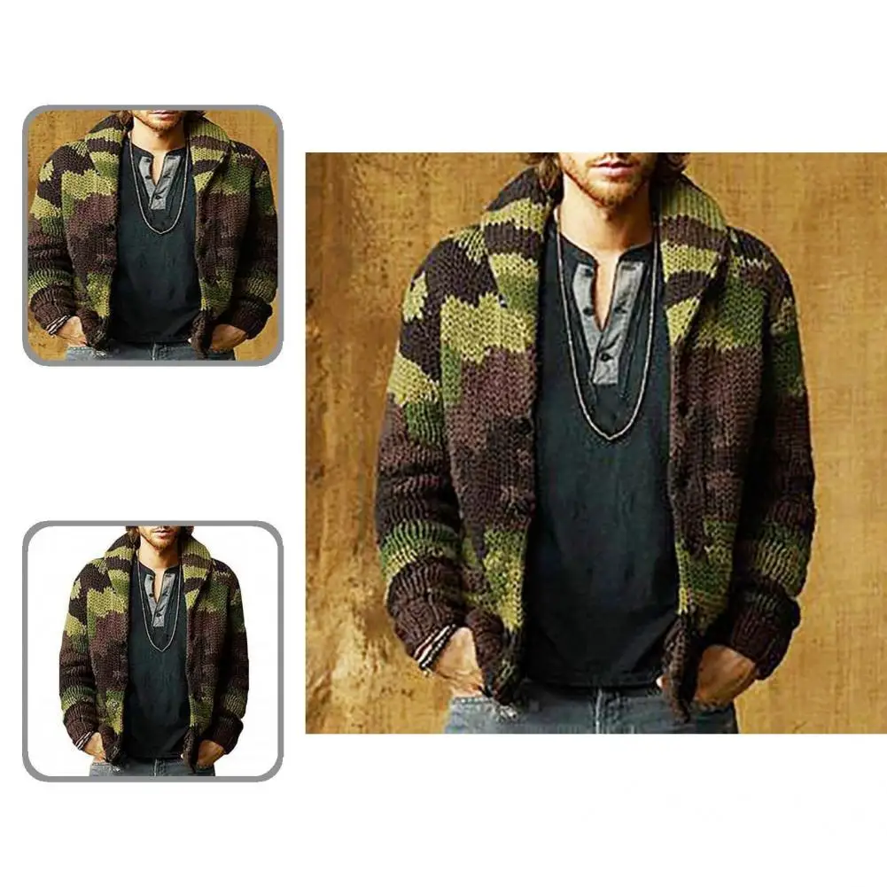 

Модный свитер, куртка, кардиган, свитер, однобортный жаккардовый Камуфляжный цвет, мужской вязаный кардиган на осень и зиму