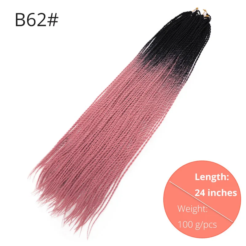 B62 AISI BEAUTY Ombre Senegalese завивка, плетение волос 14 18 24 дюймов Синтетические косички для наращивания крючком наращивание волос Черный Коричневый Женский - Цвет: B62