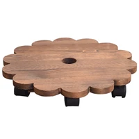 new moveable wooden planter stand with wheel round flower pot holder universal pulley easy to move flower pot tray