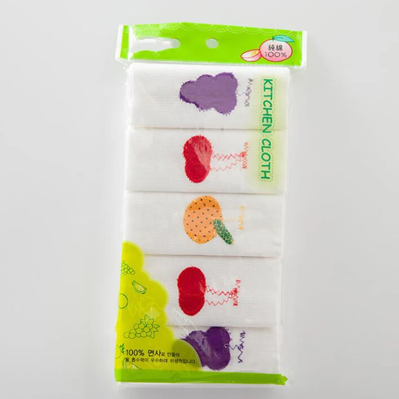

5Pcs Kitchen Anti-grease Wipping Rags Efficient Bamboo Fiber Cleaning Cloth Home Washing Dish Multifunctional Cleaning Tools