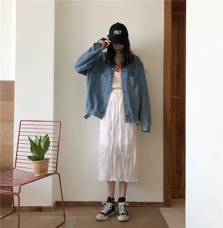 

Denim Jacket for Women Spring and Autumn 2021 New Korean Style Retro Loose Casual Versatile Student Long Sleeve Jacket Top