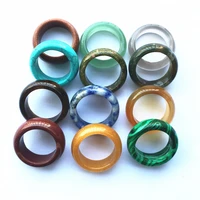 natural stone wide 8mm rings kallaite opal tigers eye crystal women ring party wedding