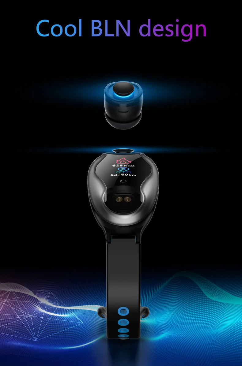 Новый Фитнес Браслет беспроводные Bluetooth наушники 2 в 1 5 0 чип IP67 водонепроницаемый