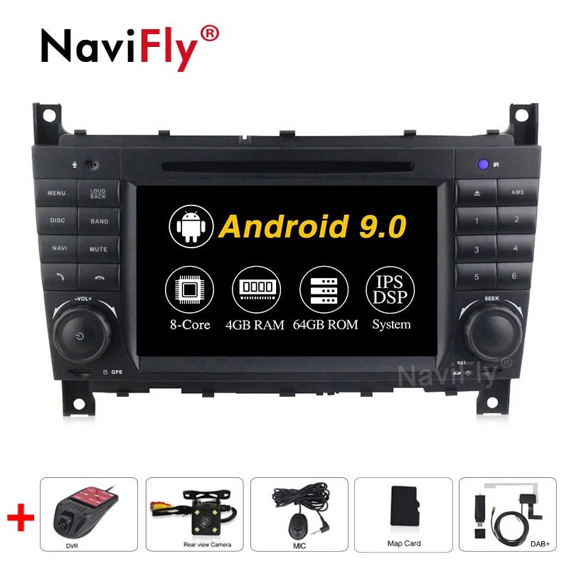 4G RAM 64G ROM DSP ips Восьмиядерный Android 9,0 4G ram 64G rom 2Din автомобильный мультимедийный плеер для Mercedes Benz W203 C180 C200 C220 C230 - Цвет: 4G RAM 64G ROM