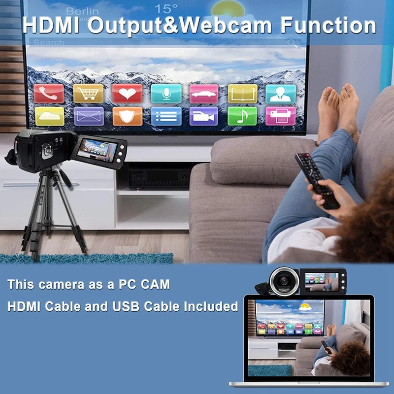 

Digital Video Camera HD 1080P 16MP 2.7 TFT LCD Sn 8X Digital Zoom Camera Camcorder for YouTube/Films Video Recording