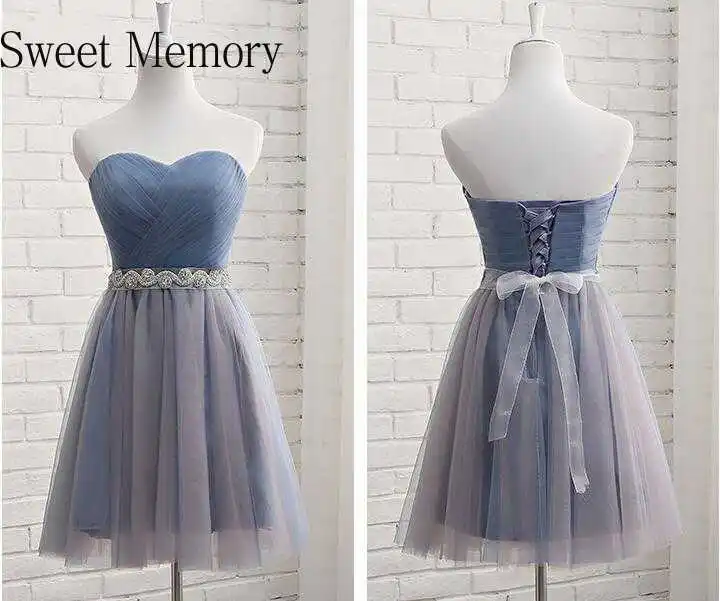 

2020 New Sweet Memory Long Tulle Grey Bridesmaid Dresses Lace Up Formal Party Prom Gown