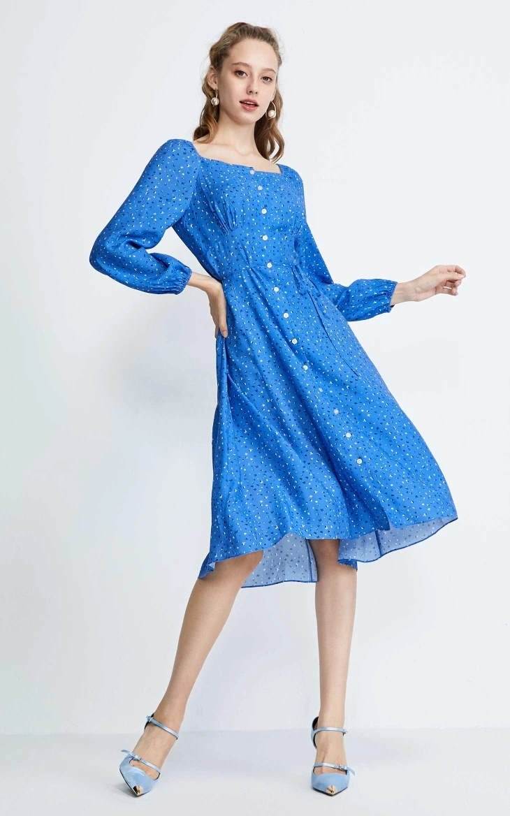 Vero Moda Новое цветочное Королевское платье с рукавами во французском стиле с квадратным воротником | 31937D517