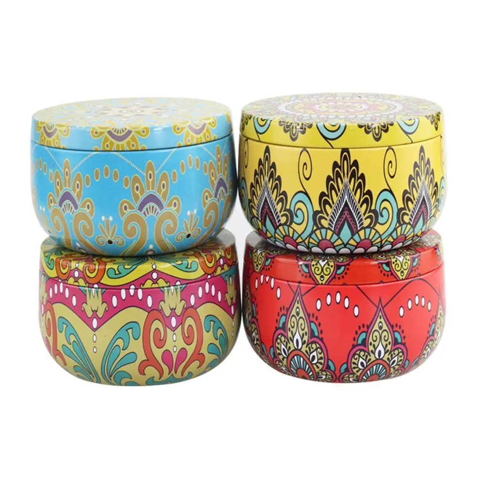 

1pc Diy Scented Candles With Flowers Can Fragrance Tins Packaging Scented Metal Candle Candle Wax Scented Natural Soy U6m9