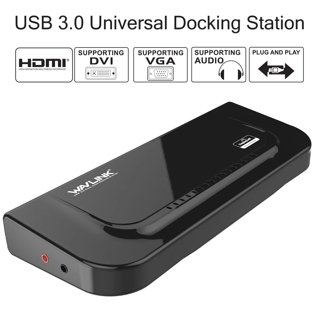 Wavlink USB 3,0 док-станция Универсальный Двойной видео дисплей Gigabit Ethernet HDMI/DVI/VGA usb-хаб HD 1080p для Windows 7/8/10
