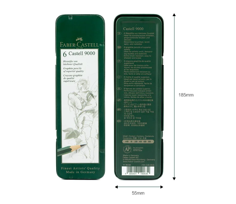 Faber Castell 6 9000 графитовый карандаш для рисования и эскизов Оловянная коробка шт.