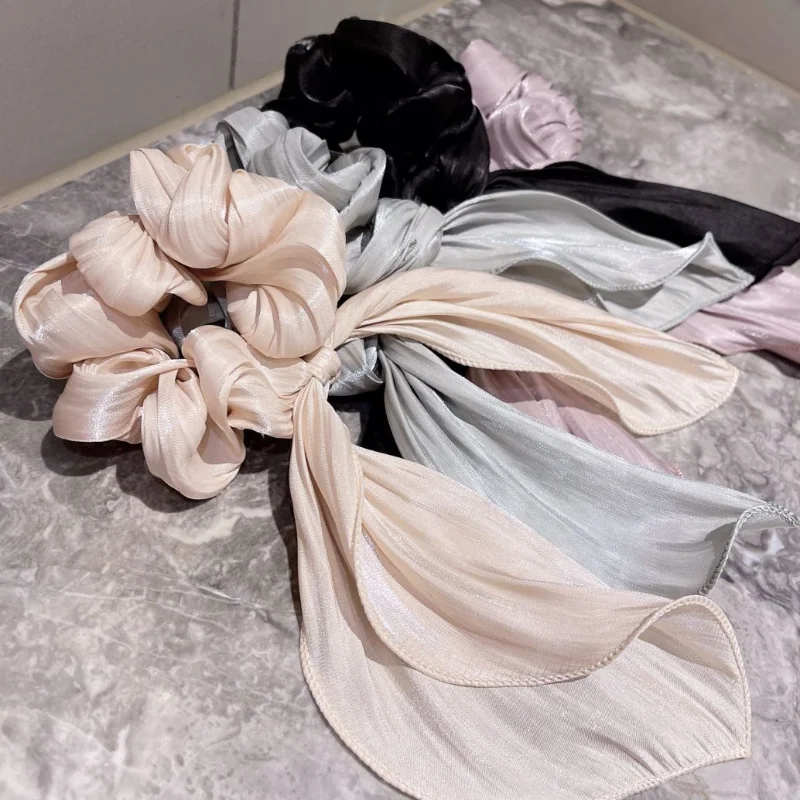 

Ностальгическая ретро-резинка для волос с большим кишечником, эластичный атласный шелковый шарф, резинка для девочек, головной убор для жен...