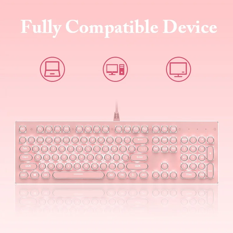 2 4ghz wieless mechanical keyboard 104 keycaps full key no punch mechanical gaming keyboard green switch pink wireless keyboard free global shipping