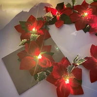 2m 10leds red christmas flower string light fairy garlands home ornament xmas tree stairway decoration 2022 new year led lamp