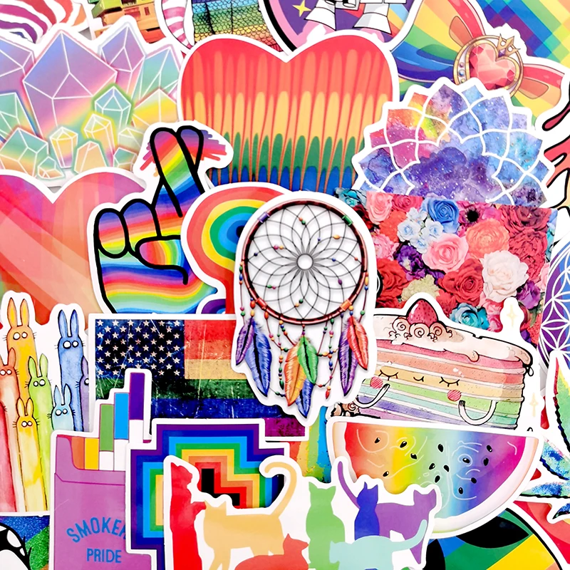 10/60 шт./упак. красочные радужные Мультяшные водонепроницаемые наклейки для