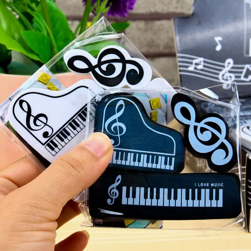 

W3JD 3pcs/set Musical Piano Notes Rubber Pencil Eraser School Student Korean Stationery Correction Supplies For Kids Gifts