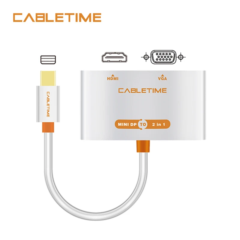 Кабель переходник Cabletime с Mini Displayport 1 2 Thunderbolt на VGA HDMI в 1|thunderbolt to vga|thunderbolt tohdmi vga adapter