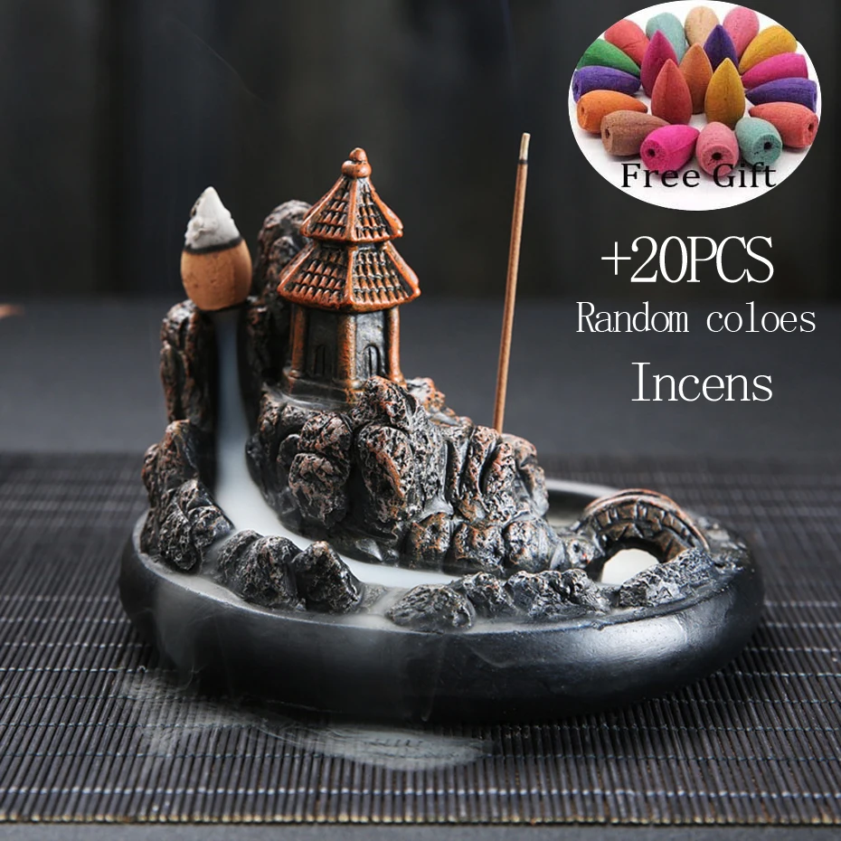 Конусы для благовоний Водопад подставка из смолы горелки 20 шт.|Благовония и