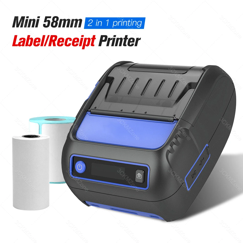 

Портативный Pos-Принтер USB, Bluetooth, 2 в 1, принтер 58 мм, Bluetooth, Android, iOS, для окон, этикеток, чеков, штрих-кодов, наклеек