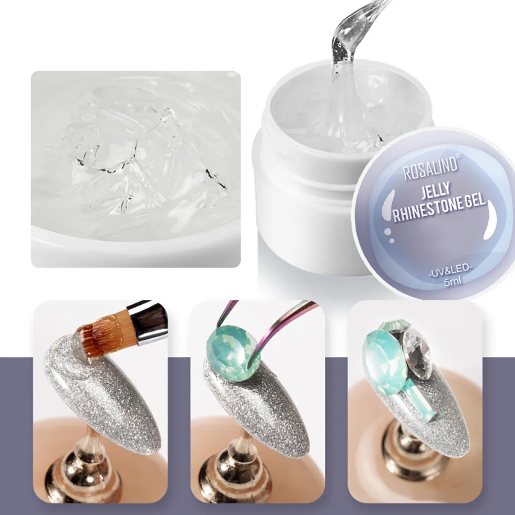 Гель-лак для ногтей Rosalind 5 мл Стразы без протирания сильный клей украшения