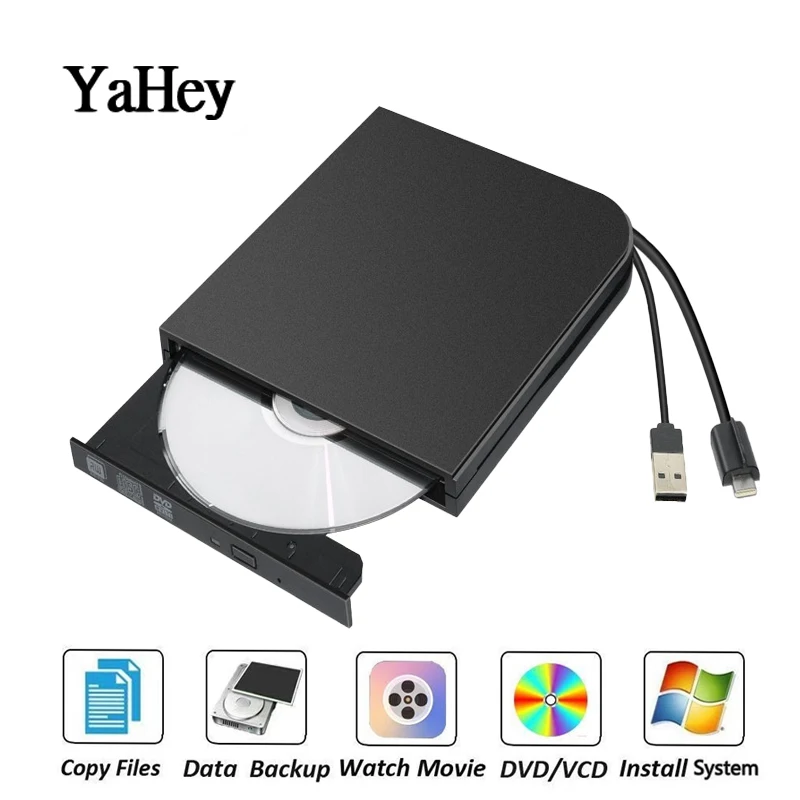 YaHey 2019 Тип C USB2.0 внешний CD Привод Портативный DVD/CD RW горелки оптический CD/DVD