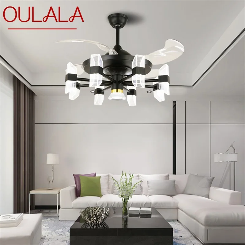 

OULALA Modern Ceiling Fan Lights Invisible Fan Blade With Remote Control LED For Home Dining Room Bedroom Restaurant
