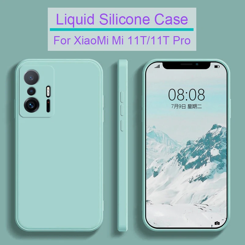 Чехол для XiaoMi Mi 11T Mi11T Pro Мягкий Твердый чехол из жидкого силикона квадратный с