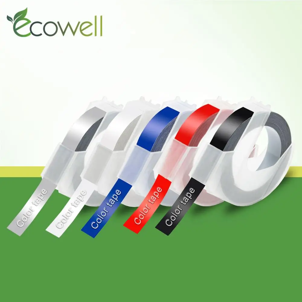 

Ecowell 9 мм многоцветная 3D лента для тиснения этикеток совместима с Dymo 1610 12965 ручной принтер этикеток для Motex E101 производители этикеток