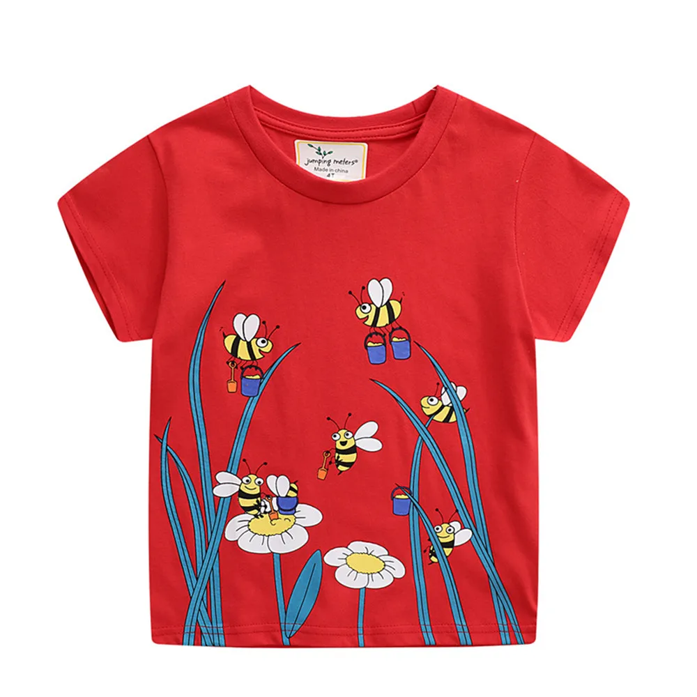 

Jumping Meters Cotton Summer Baby Girls Tops Hot Selling Floral Print Cute Kids T Shirts Toddler Shirts