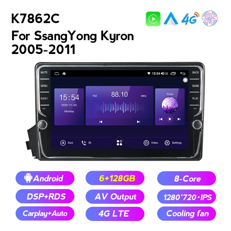 Автомобильный DVD-плеер MEKEDE 6 ГБ 128 GPS-навигация мультимедиа для Ssang Yong SsangYong Kyron Actyon
